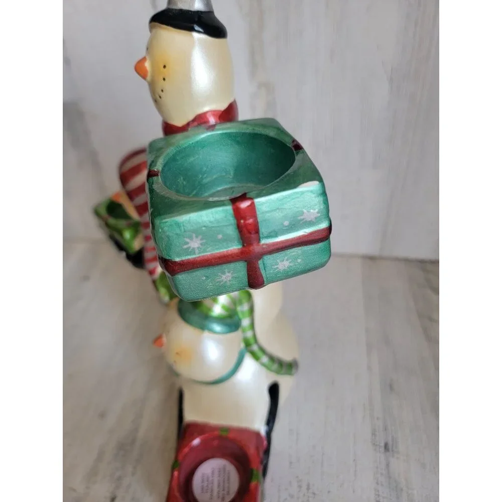 Pier 1 Snowman Trio tea light present‎ gift holder Xmas home decor